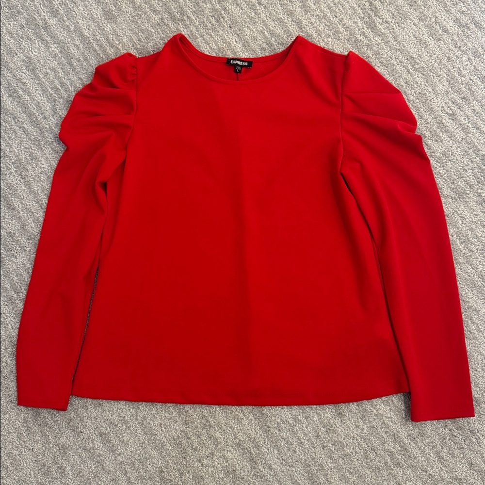 Express Red Puff Sleeve Top - Picture 5 of 7